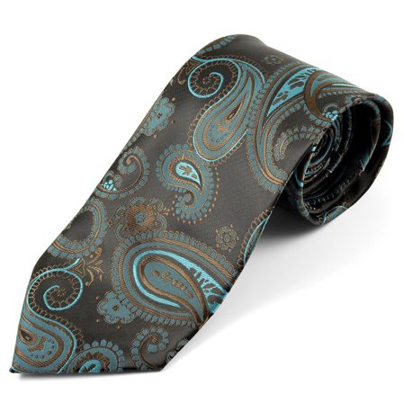 Wide Turquoise Paisley Silk Tie for Men