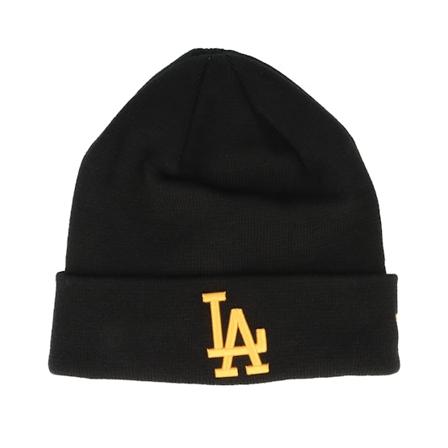 New Era - MLB Musta cuff Beanie - Los Angeles Dodgers League Essential Black/Yellow Cuff @ Hatstore