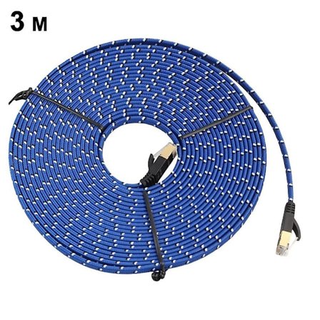 Nylon Cat 7 Ethernet-kabel, Cat7 Rj45 Nätverkskabel Platt, 3m