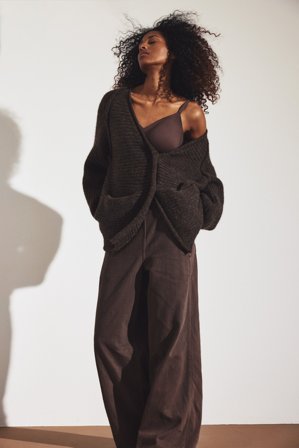 Kappahl | Kardigan z dzianiny z mieszanki wełny | Ciemnobrązowy