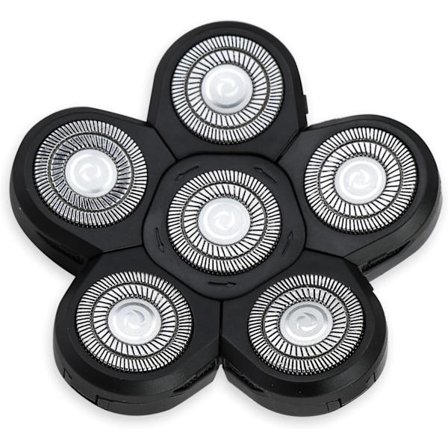 6 st rakbladshuvuden, skäggtrimmer ersättningsblad, Universal Electric 6D Upgraded Bald Shaver ersättningshuvuden - Svart