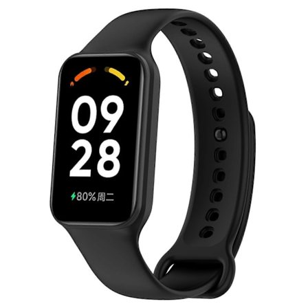 För Xiaomi Mi Band 8 Active Enfärgat Integrerat Silikonarmband Svart