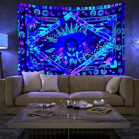 Blacklight Trippy Tapestry Psykedelisk Vägghängande