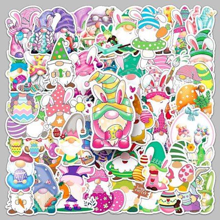 Vanntette klistremerker, 54 påskenisse-klistremerker for dagbok, nydelig tegneserie, telefondeksel, notatbok, melk te-kopp, dekorasjonsklistremerke
