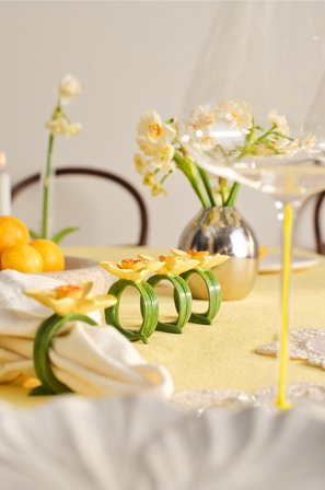 Jotex - Serviettring Med 4-pakning Gul/grønn - TINDRA - Kjøp Kjøkkentilbehør hos Jotex