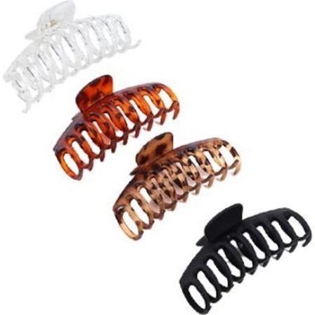 Hårklemmer - 4 stk - Mørkebrun - Lysebrun - Svart - Klar