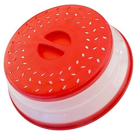 Hopfällbart mikrovågsugnsskydd med handtag, stänkskydd med hög temperatur - Röd