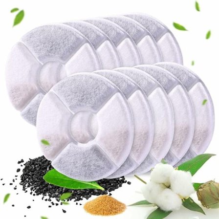 Katt Vannfontene Filter, 10 STK Vannfontene Filterer Erstatning Rund Erstatning Hund/Katt Filter, Kjæledyr Fontene Filter med Aktivt Kull KLB