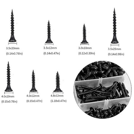 Sporfaste skruer Antik treskruer Svart polert stål Shor
