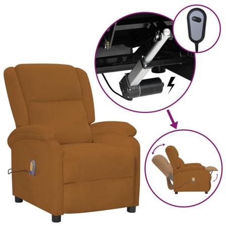Vidaxl Elektrisk Massagefåtölj Brun Sammet Brun