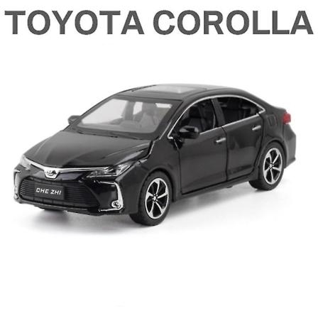 1:32 Toyota Corolla -valettu automalli, painevalettu ja lelumetalliajoneuvot, automallin simulointiääni ja valokokoelma, lasten lelulahja Black