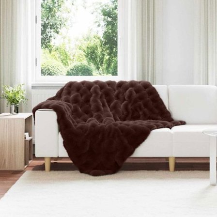 Täckning - täcke - pläd Vidaxl Täcke i syntetiskt kaninpäls Camel 220 x 240 cm
