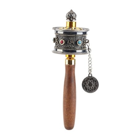 Håndholdt Tibetansk Bønnehjul 6 Ord Mantra Doble Lagre Stille Lykkebringende Håndsveiv Buddhistisk Bønnehjul Cyan (FMY)