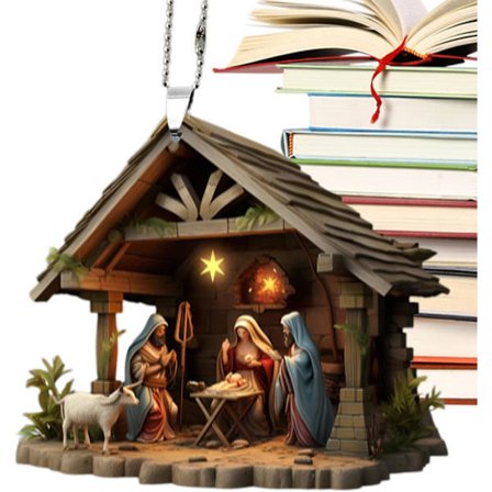 Fødselsanheng, juletrepynt | Fødselsjulekrybbeornament, 3D akryl fødselsjulekrybbeornament