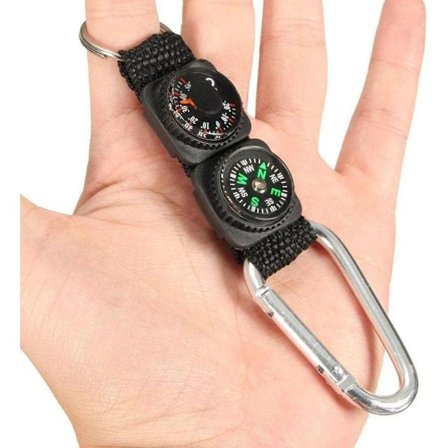 1-pakning svart karabinkrok nøkkelring kompass termometer metall og gadget overlevelse til multifunksjonell fjellklatring sport og 