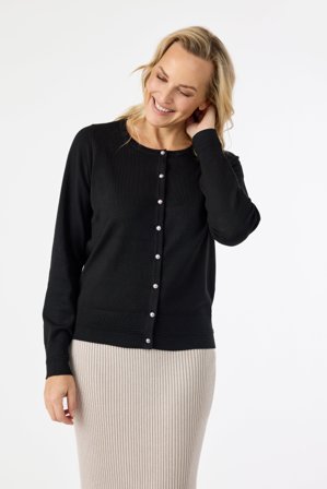 JENSEN - Cardigan - Sort - Perleknapper
