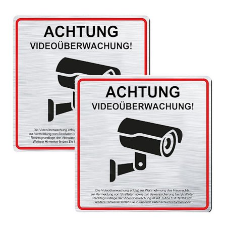 2 kpl alumiiniseoksesta valmistettuja valvontakylttejä takaliimalla - 0,85 mm alumiinilevy lankavetoinen 15 * 15 cm