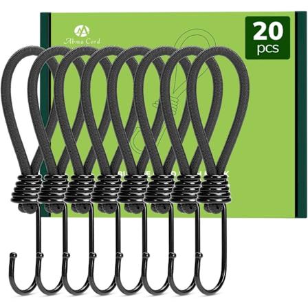 Kumilenkit Koukkujen kanssa 15cm 20kpl Pienet Kumilenkit Koukkujen kanssa Elastisen Kumilenkit Silmukat Pressulle, Teltalle, Leirint n, Bannerille, 