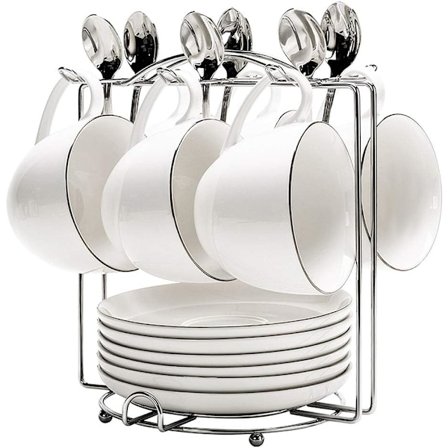 Kaffekoppshållare i rostfritt stål, 6 krokar