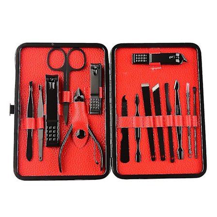 Negleklippersett med høy presisjon i rustfritt stål, fil, skarpe saks og stilig etui