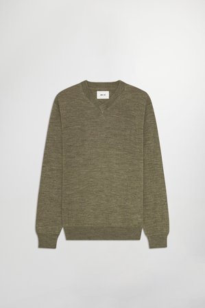 NN.07 Serge V-Neck 6584 Sweater Male Green Certified Wool