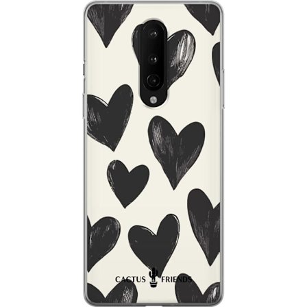 Kompatibelt Mobildeksel til OnePlus OnePlus 8 Cactus and Friends - Bold Black Love Pattern