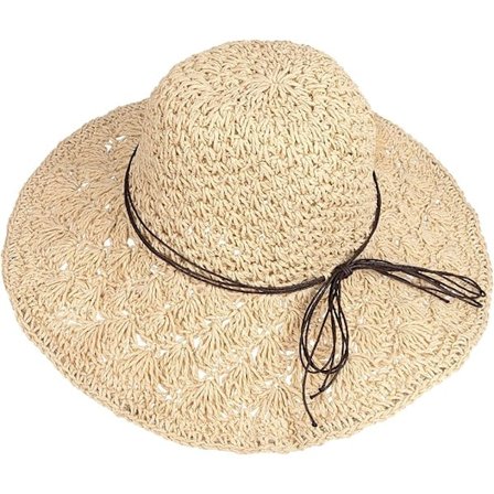 Foldbar sommerhat i strå til kvinder - Boho-strandhat til damer