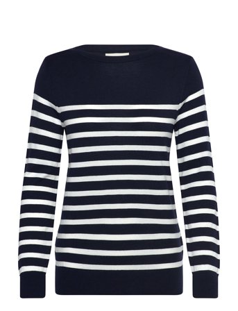 GANT Fine Knit Striped Boat Neck - Navy - XS