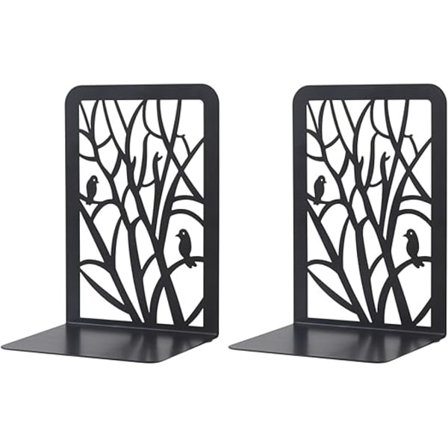 Metalliset kirjatelineet (musta), 1 pari lasten kirjatelineitä, puukuvio{REN}