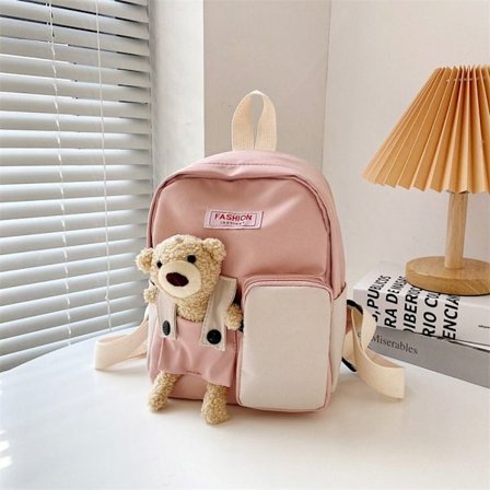 Skolväska för barn Tecknad Bear Doll Ryggsäck