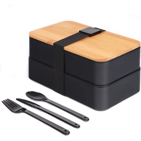 Bento Box Japansk Madkasse med Rum 3 Dele med Bambuslåg til Skole og Arbejde Børn og Voksne