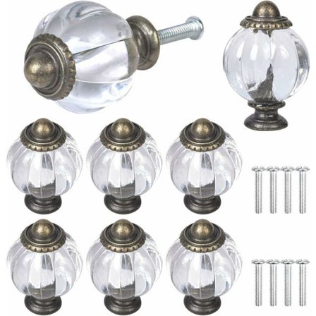 8 stk skap skuffedør knotter klar krystall skuff håndtak trekker vintage gresskar form møbel knotter shabby chic skap knotter med Scr