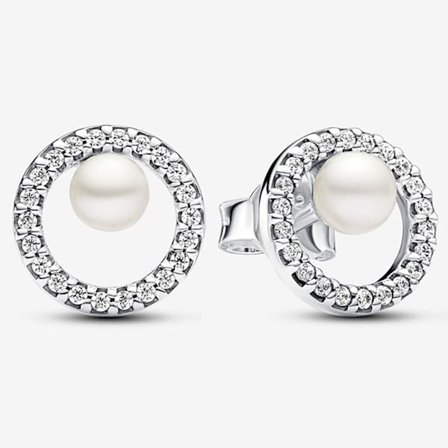 Pandora Helmi ja Säihkyvä Halo Hopeiset Korvakorut, Sisältää Alkuperäisen Laatikon