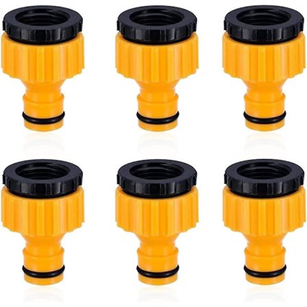 2-i-1 Slangekranmunnstykke Gjenget Strømningskrankontakt Gjenget Kranadapter 6-pakning 3/4'' Og 1/2''