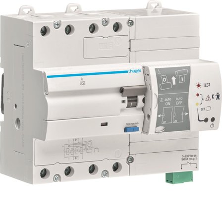 Hager CDA425RA Jordfelsbrytare 4-polig, 400 V 25 A, Anslutningsdon & kablar