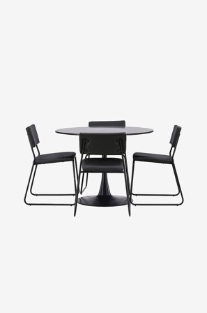 Venture Home - Matgrupp Glade med 4st matstolar Kenth - Svart - Matgrupp 4 personer - Från Homeroom