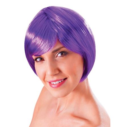 Bristol Novelty Dam/Damer Flirty Flick Peruk En Storlek Neon Pu Neon Purple One Size