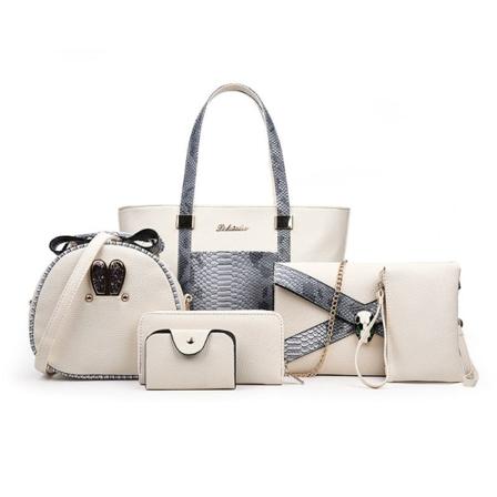Naisten Naisten käsilaukku Muoti Äidin ja lapsen laukku Kontrastiväri Käärmekuvio Crossbody Beige