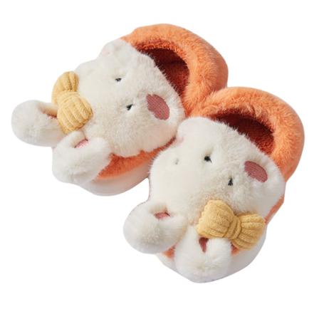 Flickor Tecknad Animal Plysch Tofflor Rund Toe Söta Fuzzy Tofflor