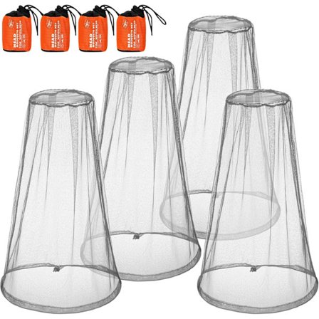 4-pack Myggnät Huvud Nät Ansiktsnät Huvudskyddsnät för Utomhusvandring Camping Klättring Promenader Myggor Flugor Insekter Kryp