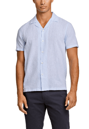 Lindbergh Casual Linen Blend Resort S/S Skjortor Herr Blå S