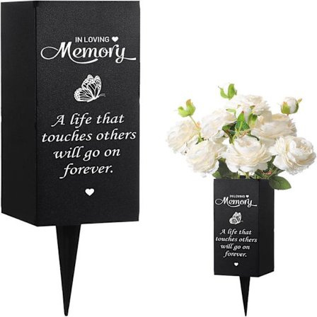 Kirkegårdsvaser til grav Metal Kirkegård Grav Vase Begravelses Kirkegård Vase Mindeblomsterholder med Spyd Grav