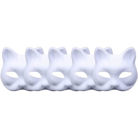 DIY Vit Pappersmask Vit Massa Mask Handmålad Kreativ Personlighet Gratis Design Mask (Katt, 5 st)