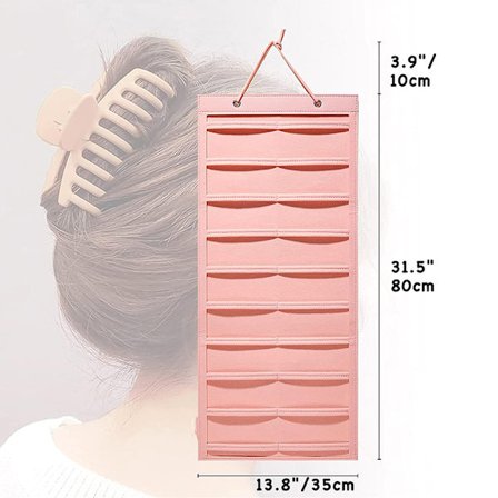 Hårsløyfeholder med stor kapasitet Hårklemmer Oppbevaringshenger Hår Rosa Rosa