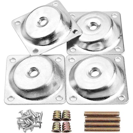 14 Graders Vinklade Benmonteringsplattor Möbelbordsben Fästplattor Fästen T-platta M8 Soffben Med Hängbultar, Omvandlare, Skruvar, Komplett Set