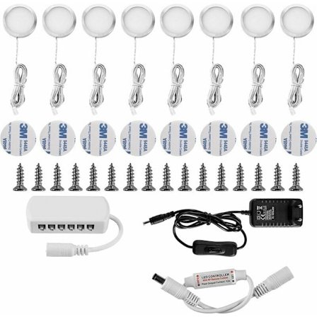 []LED Skabsbelysning Under Hylde Vitrine Indbygget Spotlight 16W til Skabe Møbler Køkken Kold Hvid 6000K (8-pak)