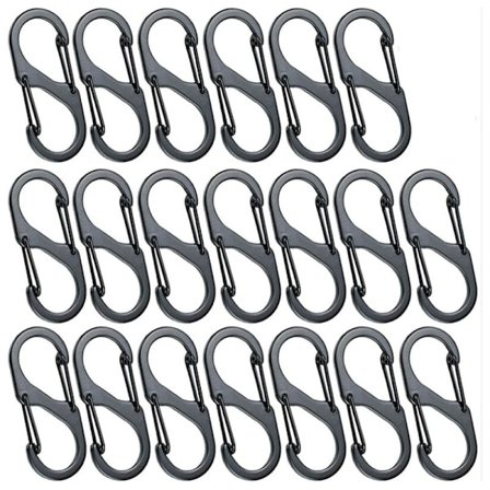 20 stk. Mini S-formede karbinhager i aluminiumslegering