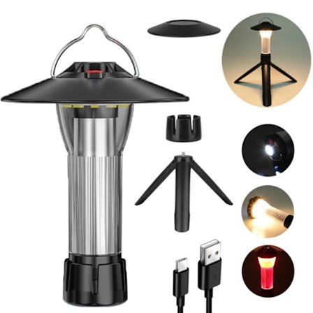 Camping Lantern Solar USB Uppladdningsbar ficklampa