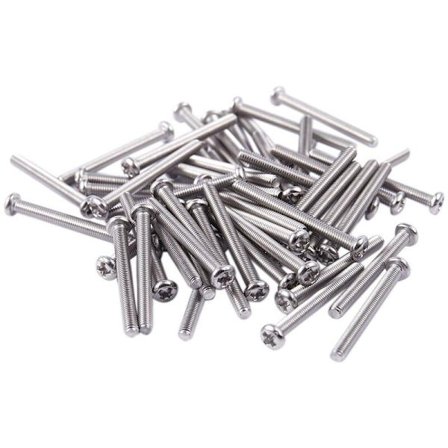 50 stk. M3 x 30mm runde hovedskruer sølv
