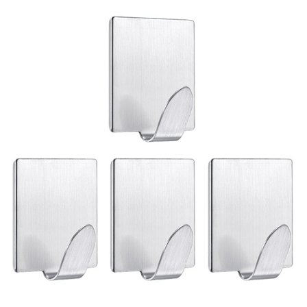 4-pack robusta självhäftande krokar i rostfritt stål